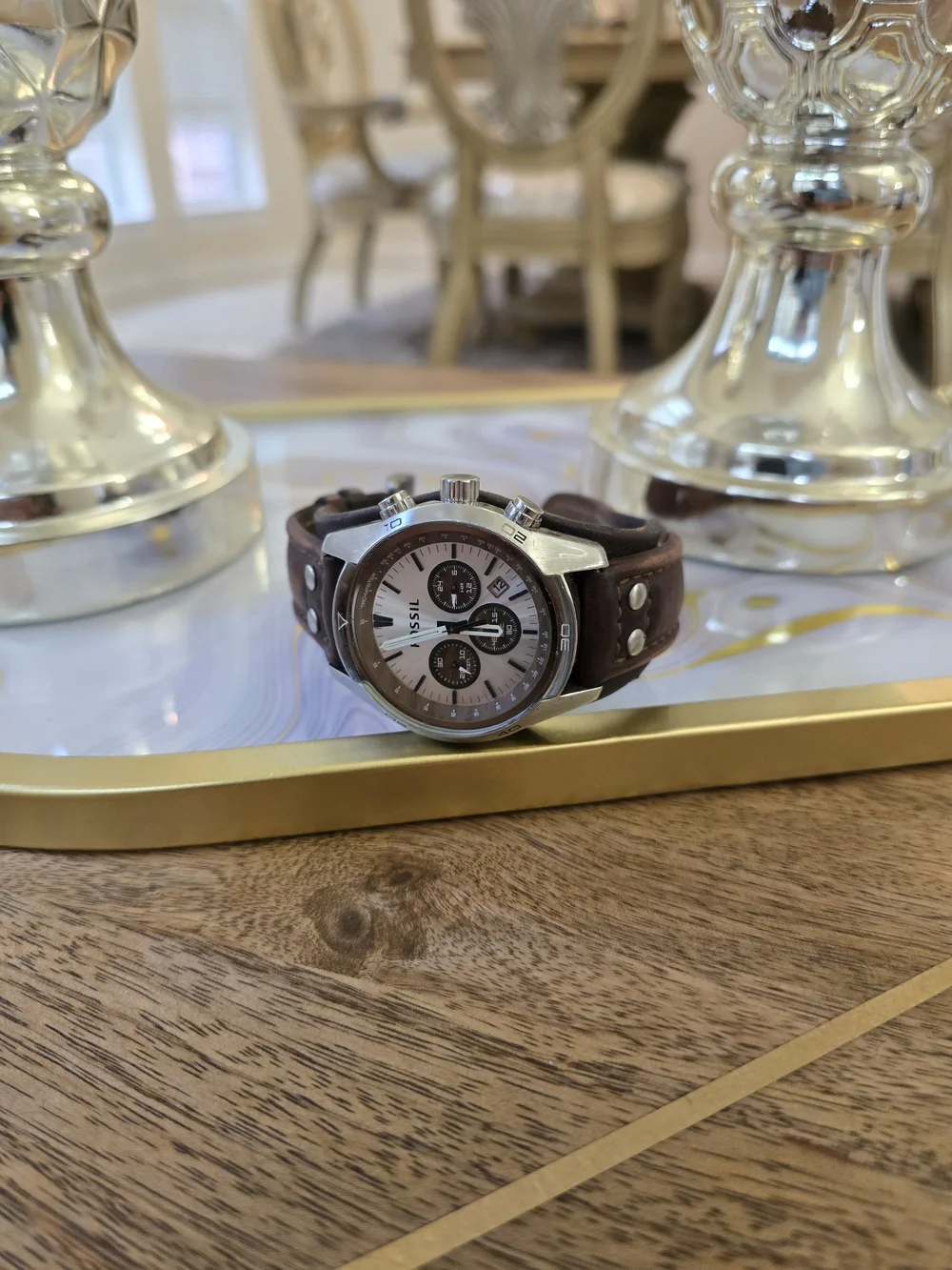Fossil Men's Brown Leather Chronograph Watch